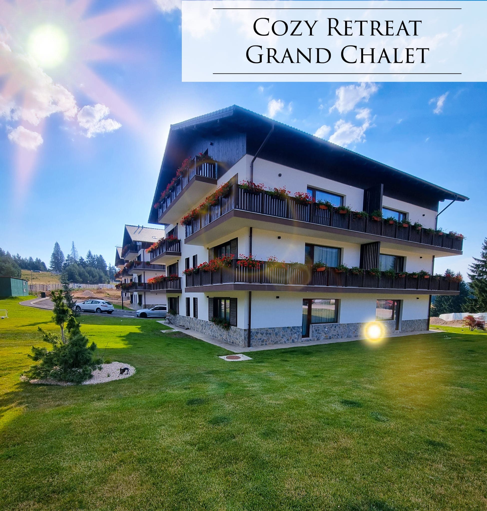 Cozy mountain chalet in Poiana Brașov with snow-covered peaks